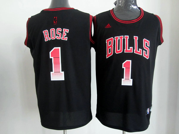  NBA Chicago Bulls 1 Derrick Rose Black Colorful Swingman Jersey
